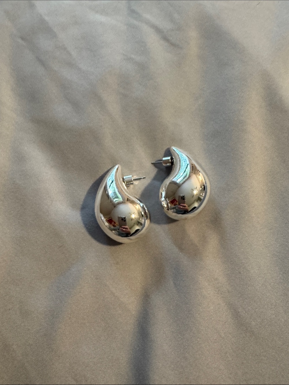 Large Silver Teardrop Hoop Earrings - Women Jewelry